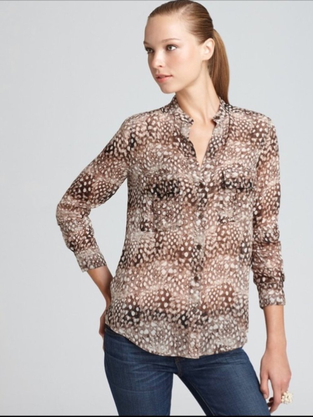 BCBGMaxAzria Anderson Silk Blouse XSmall XS